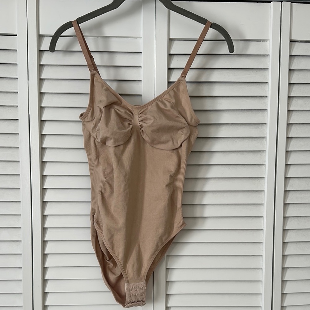 Tan Bodysuit Shapewear with Spaghetti Straps